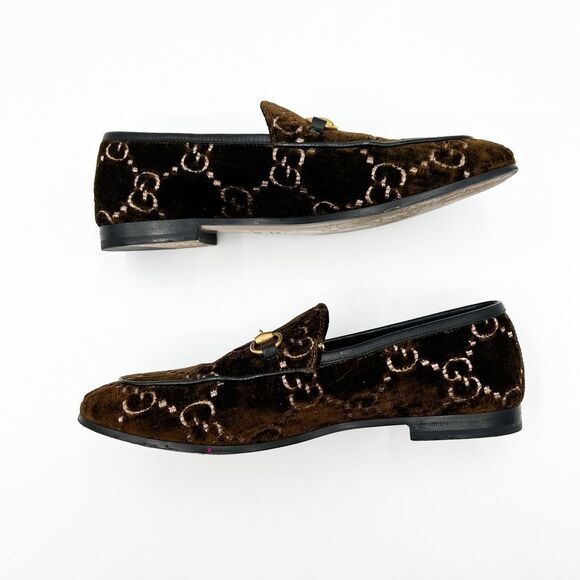 Gucci Loafers Horsebit Jordaan Velvet Flats GG Monogram Size 37.5, 7.5 - Picture 6 of 13